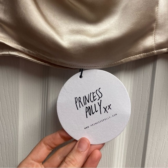 NWT Princess Polly Huxley Set Satin Top Champagne Size 12 - Picture 3 of 7